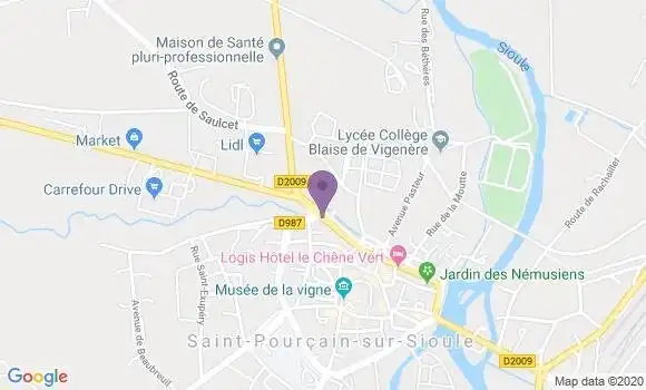 Localisation Crédit Agricole Agence de Saint Pourçain sur Sioule