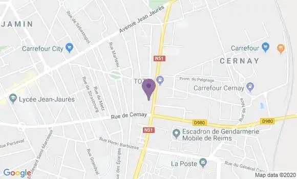 Localisation Crédit Agricole Agence de Reims Dauphinot