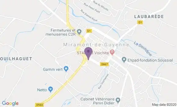 Localisation Crédit Agricole Agence de Miramont de Guyenne