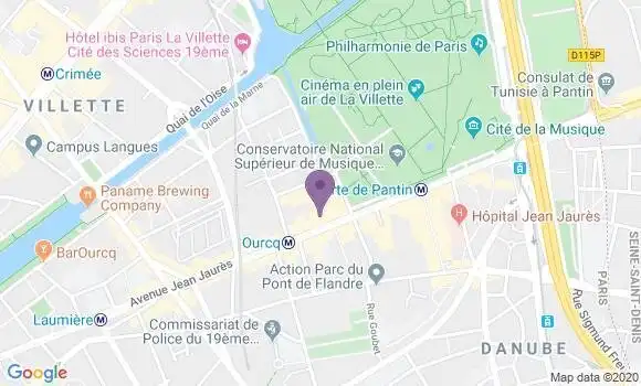 Localisation Crédit Agricole Agence de Paris Villette
