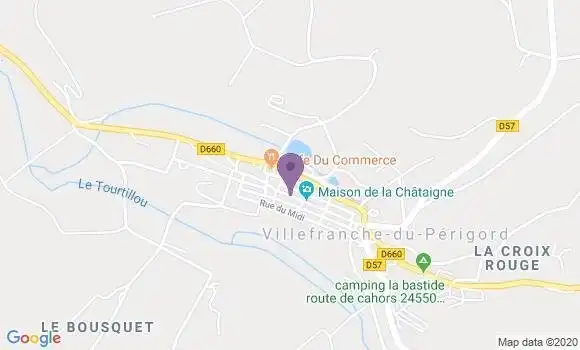 Localisation Crédit Agricole Agence de Villefranche du Perigord