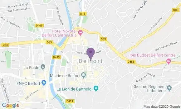 Localisation Crédit Agricole Agence de Belfort Centre