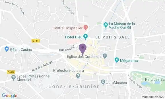 Localisation Crédit Agricole Agence de Lons le Saunier Lafayette