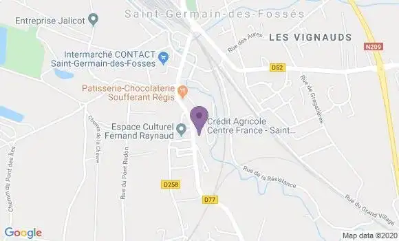 Localisation Crédit Agricole Agence de Saint Germain des Fossés