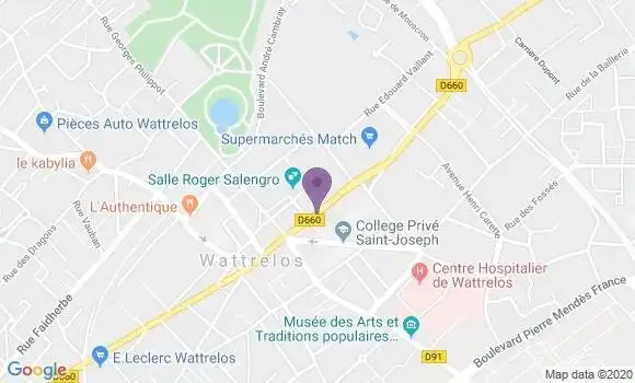 Localisation LCL Agence de Wattrelos