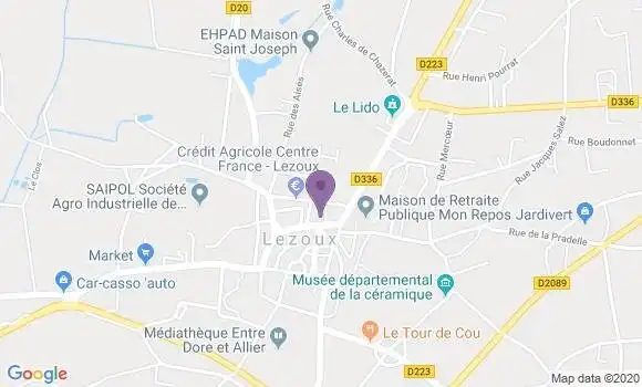 Localisation Crédit Agricole Agence de Lezoux