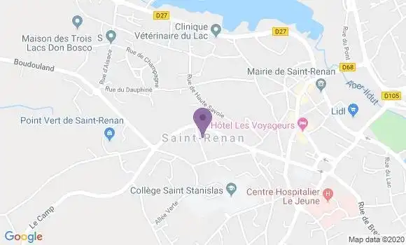 Localisation Crédit Agricole Agence de Saint Renan Professionnels