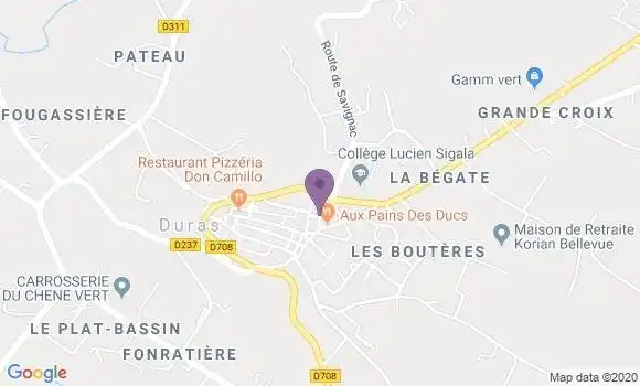 Localisation Crédit Agricole Agence de Duras