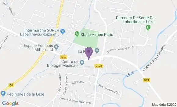 Localisation Crédit Agricole Agence de Labarthe sur Lèze