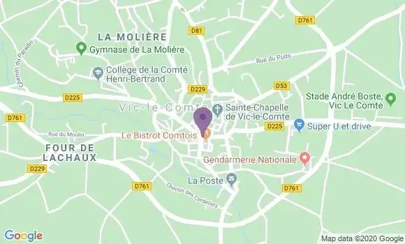 Localisation Crédit Agricole Agence de Vic le Comte