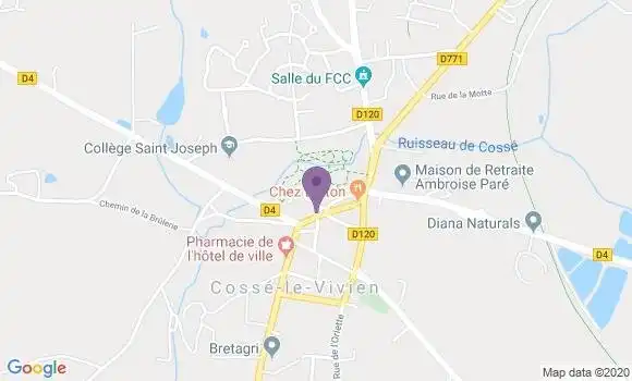 Localisation Crédit Agricole Agence de Cossé le Vivien