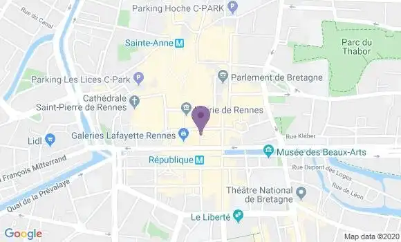 Localisation Crédit Agricole Agence de Rennes Opéra