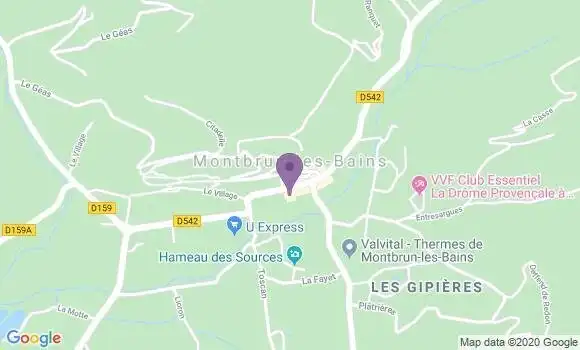Localisation Crédit Agricole Agence de Montbrun les Bains