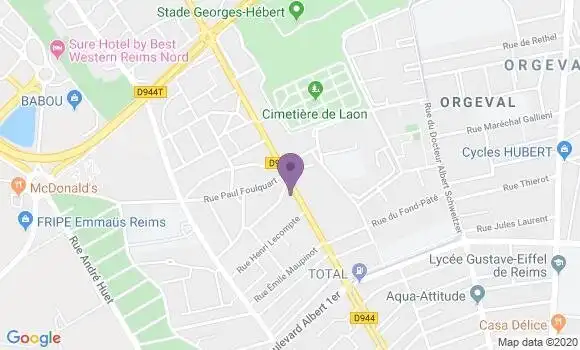 Localisation Crédit Agricole Agence de Reims Cité Gauthier