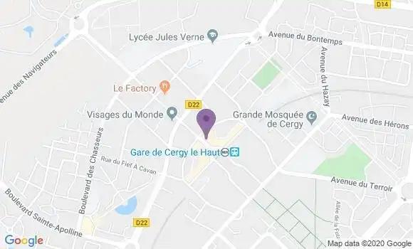 Localisation Crédit Agricole Agence de Cergy le Haut