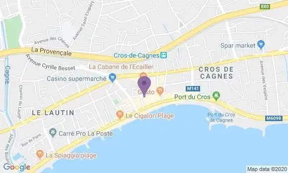 Localisation Crédit Agricole Agence de Cros de Cagnes