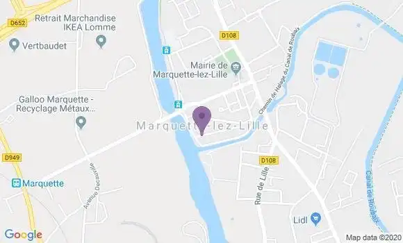Localisation Crédit Agricole Agence de Marquette lez Lille