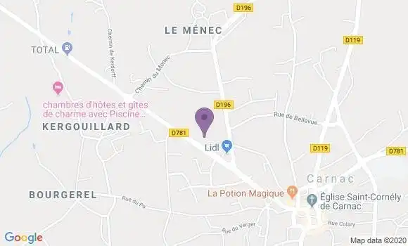 Localisation Crédit Agricole Agence de Carnac