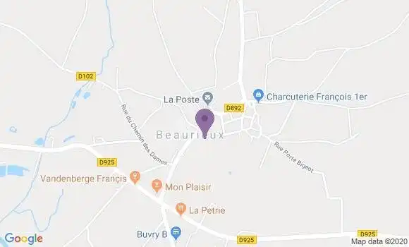 Localisation Crédit Agricole Agence de Beaurieux