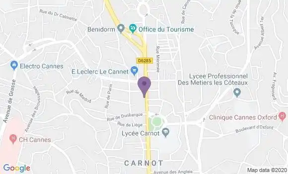 Localisation Crédit Agricole Agence de Le Cannet Carnot