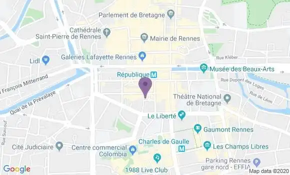 Localisation Crédit Agricole Agence de Rennes Nemours