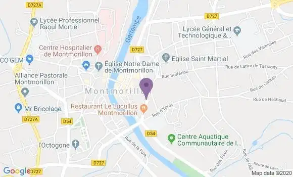 Localisation Crédit Agricole Agence de Montmorillon