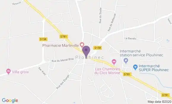 Localisation Crédit Agricole Agence de Plouhinec