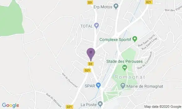 Localisation Crédit Agricole Agence de Romagnat