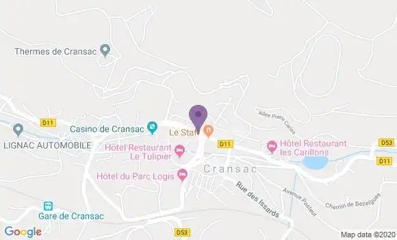 Localisation Crédit Agricole Agence de Cransac