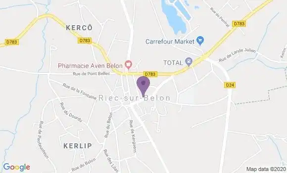 Localisation Crédit Agricole Agence de Riec sur Bélon