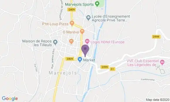 Localisation Crédit Agricole Agence de Marvejols