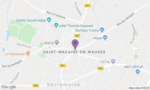 Localisation Crédit Agricole Agence de Saint Macaire en Mauges