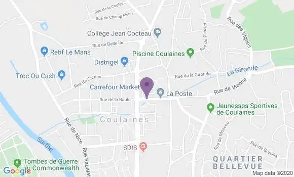 Localisation Crédit Agricole Agence de Coulaines
