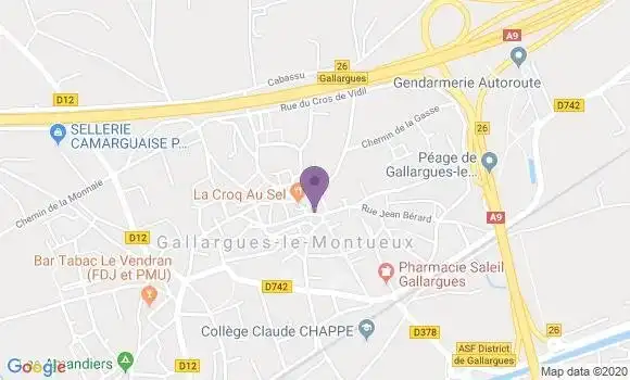 Localisation Crédit Agricole Agence de Gallargues le Montueux