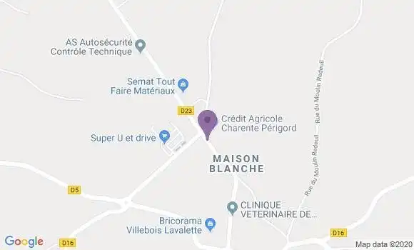 Localisation Crédit Agricole Agence de Villebois Lavalette