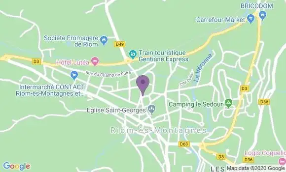 Localisation Crédit Agricole Agence de Riom es Montagnes