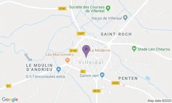 Localisation Crédit Agricole Agence de Villeréal