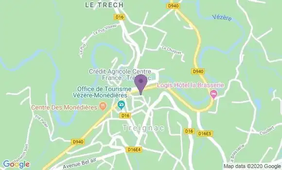 Localisation Crédit Agricole Agence de Treignac
