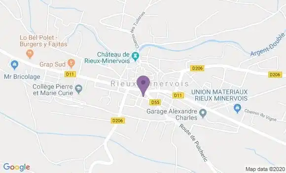 Localisation Crédit Agricole Agence de Rieux Minervois