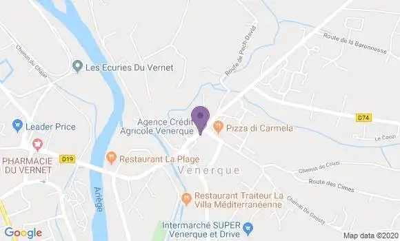 Localisation Crédit Agricole Agence de Venerque