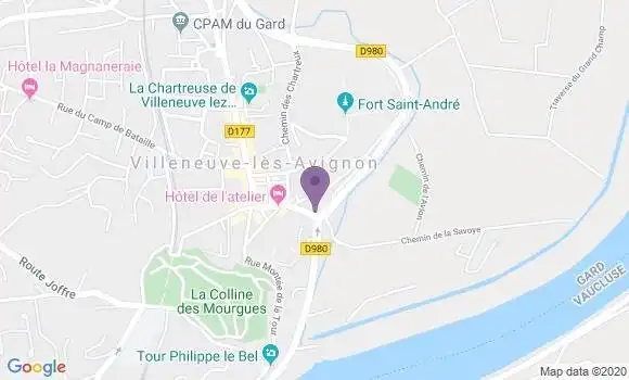 Localisation Crédit Agricole Agence de Villeneuve lès Avignon
