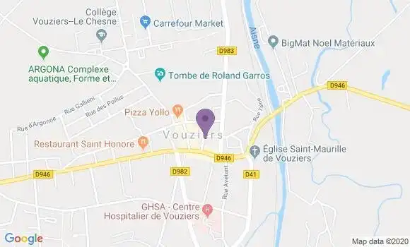Localisation Crédit Agricole Agence de Vouziers