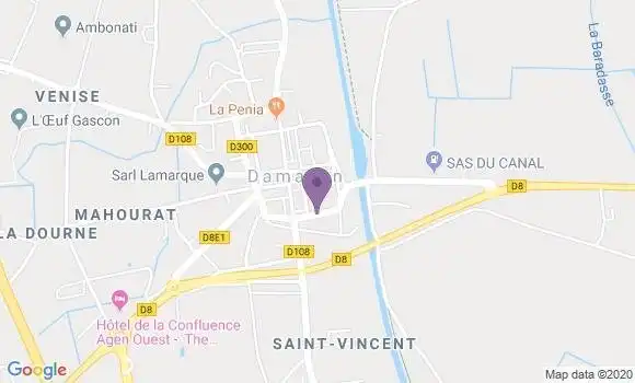 Localisation Crédit Agricole Agence de Damazan