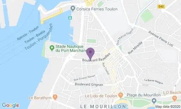 Localisation Crédit Agricole Agence de Toulon le Mourillon