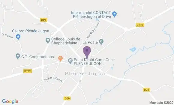 Localisation Crédit Agricole Agence de Plénée Jugon