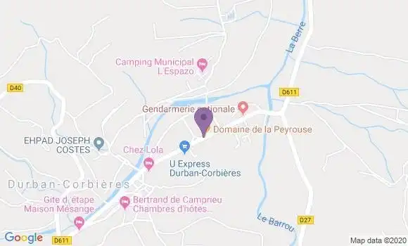 Localisation Crédit Agricole Agence de Durban Corbières
