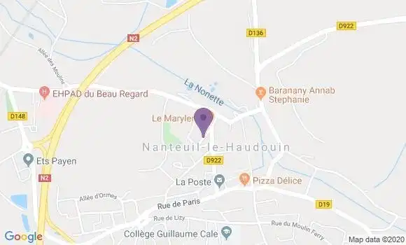 Localisation Crédit Agricole Agence de Nanteuil le Haudouin