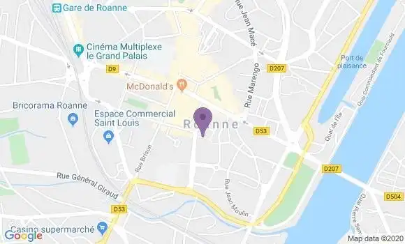 Localisation Crédit Agricole Agence de Roanne Entreprises