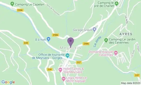 Localisation Crédit Agricole Agence de Meyrueis