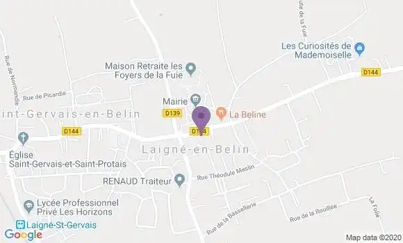 Localisation Crédit Agricole Agence de Laigné en Belin